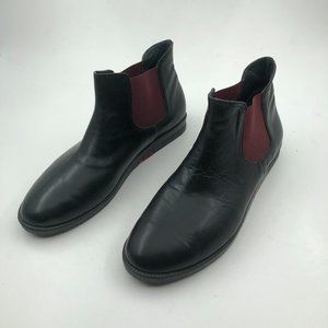 Elegan Black-Red Leather Handmade Booties - 9.5 Inch - Timeless Elegance